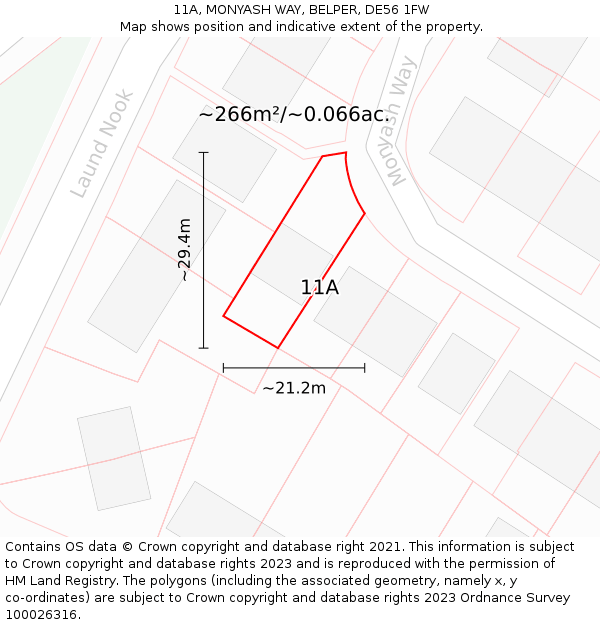 11A, MONYASH WAY, BELPER, DE56 1FW: Plot and title map