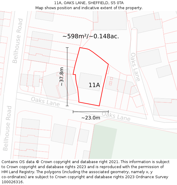 11A, OAKS LANE, SHEFFIELD, S5 0TA: Plot and title map