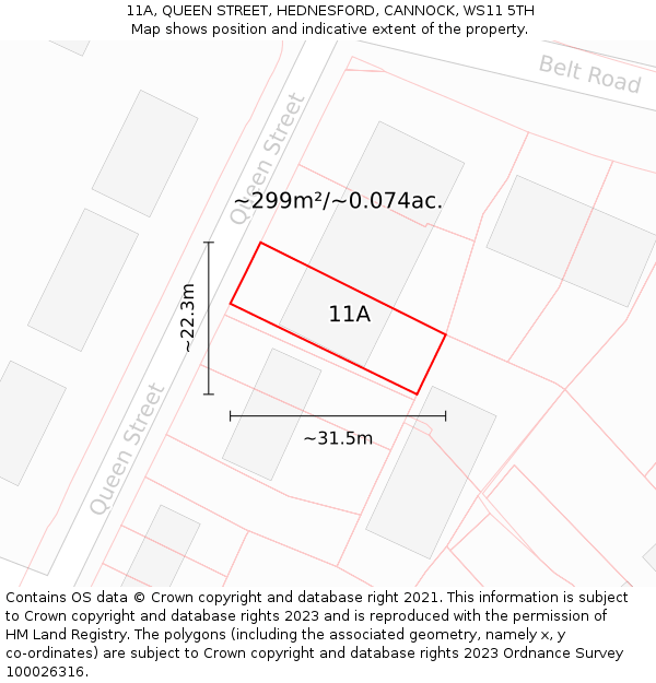 11A, QUEEN STREET, HEDNESFORD, CANNOCK, WS11 5TH: Plot and title map