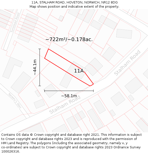 11A, STALHAM ROAD, HOVETON, NORWICH, NR12 8DG: Plot and title map