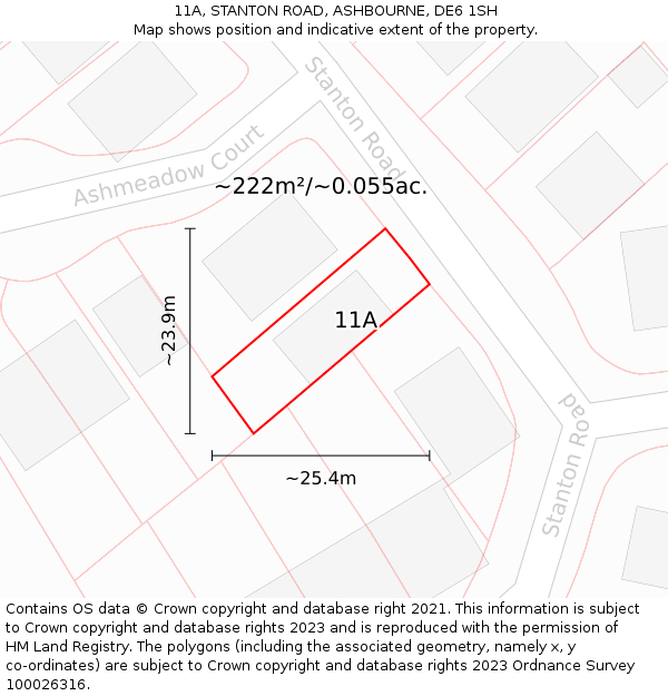11A, STANTON ROAD, ASHBOURNE, DE6 1SH: Plot and title map