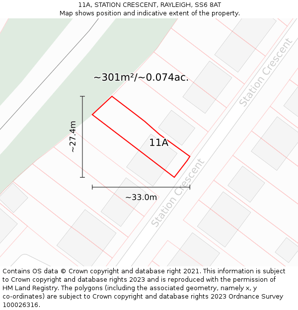11A, STATION CRESCENT, RAYLEIGH, SS6 8AT: Plot and title map