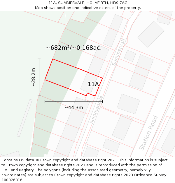 11A, SUMMERVALE, HOLMFIRTH, HD9 7AG: Plot and title map