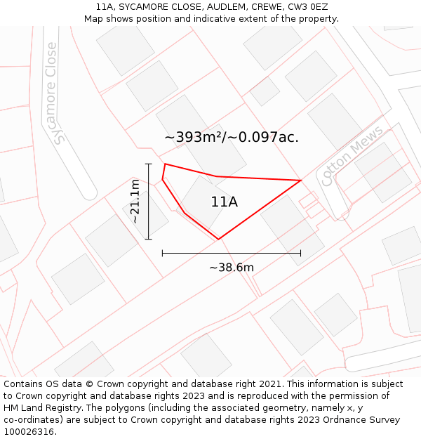 11A, SYCAMORE CLOSE, AUDLEM, CREWE, CW3 0EZ: Plot and title map
