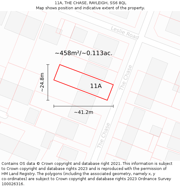 11A, THE CHASE, RAYLEIGH, SS6 8QL: Plot and title map