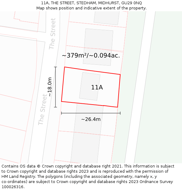 11A, THE STREET, STEDHAM, MIDHURST, GU29 0NQ: Plot and title map