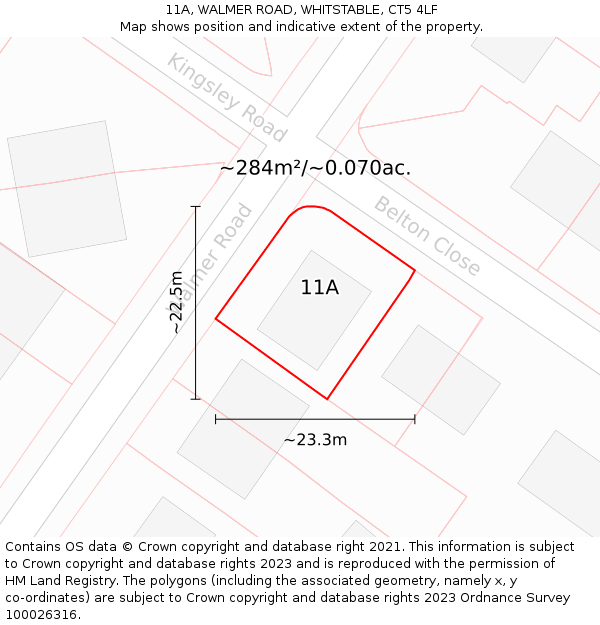 11A, WALMER ROAD, WHITSTABLE, CT5 4LF: Plot and title map