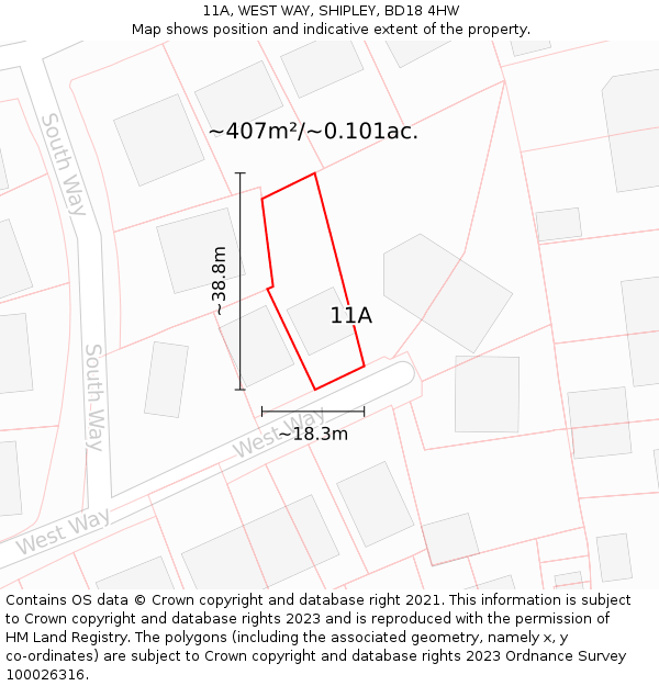 11A, WEST WAY, SHIPLEY, BD18 4HW: Plot and title map