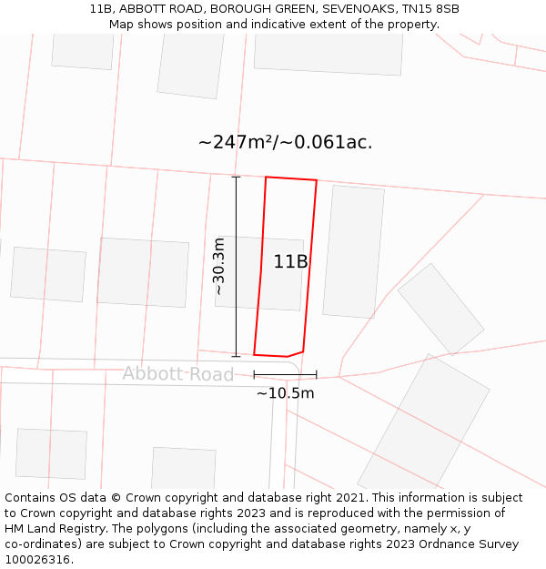11B, ABBOTT ROAD, BOROUGH GREEN, SEVENOAKS, TN15 8SB: Plot and title map
