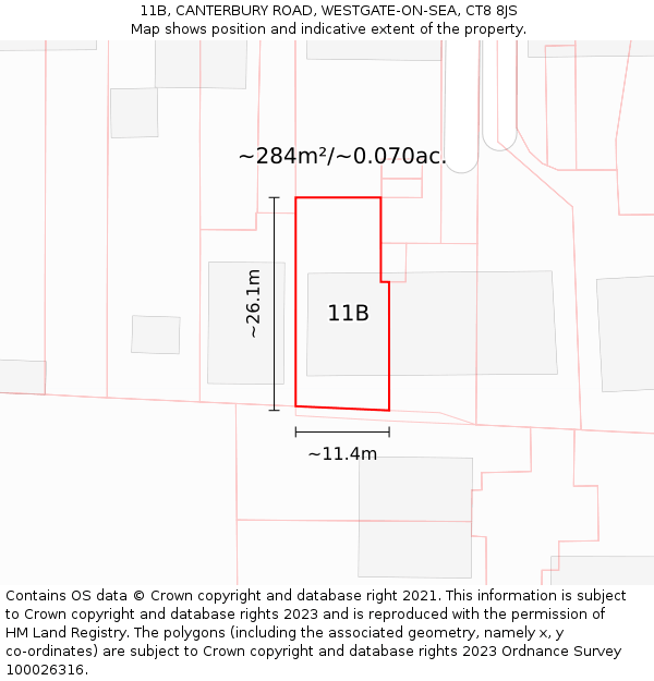 11B, CANTERBURY ROAD, WESTGATE-ON-SEA, CT8 8JS: Plot and title map