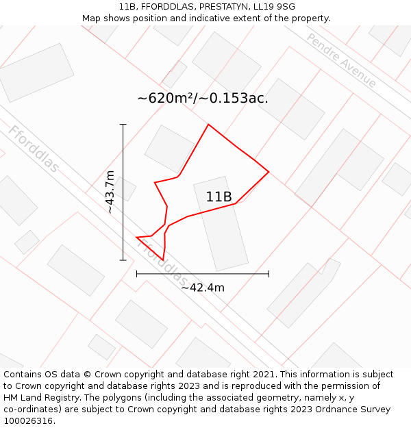 11B, FFORDDLAS, PRESTATYN, LL19 9SG: Plot and title map