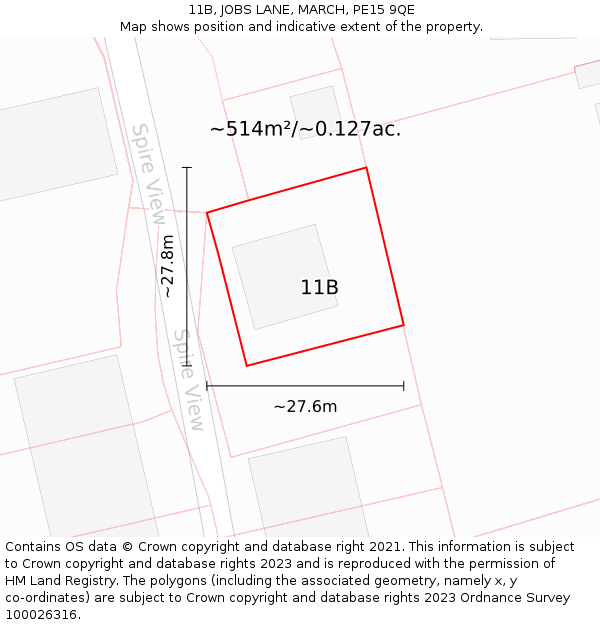 11B, JOBS LANE, MARCH, PE15 9QE: Plot and title map