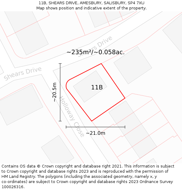 11B, SHEARS DRIVE, AMESBURY, SALISBURY, SP4 7XU: Plot and title map