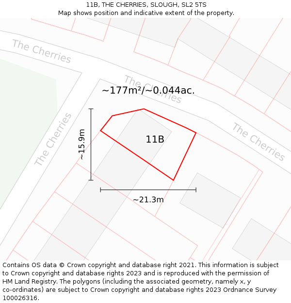 11B, THE CHERRIES, SLOUGH, SL2 5TS: Plot and title map