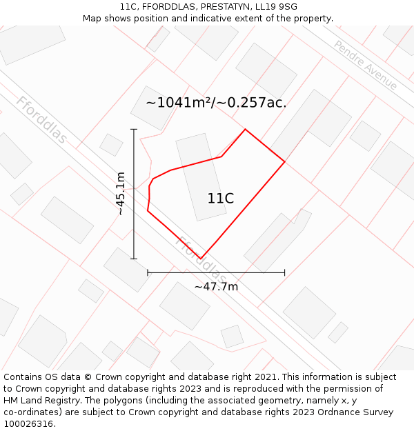 11C, FFORDDLAS, PRESTATYN, LL19 9SG: Plot and title map
