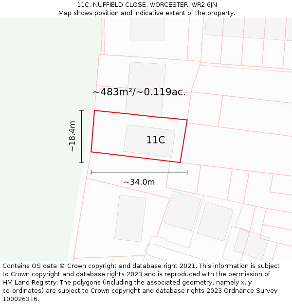 11C, NUFFIELD CLOSE, WORCESTER, WR2 6JN: Plot and title map