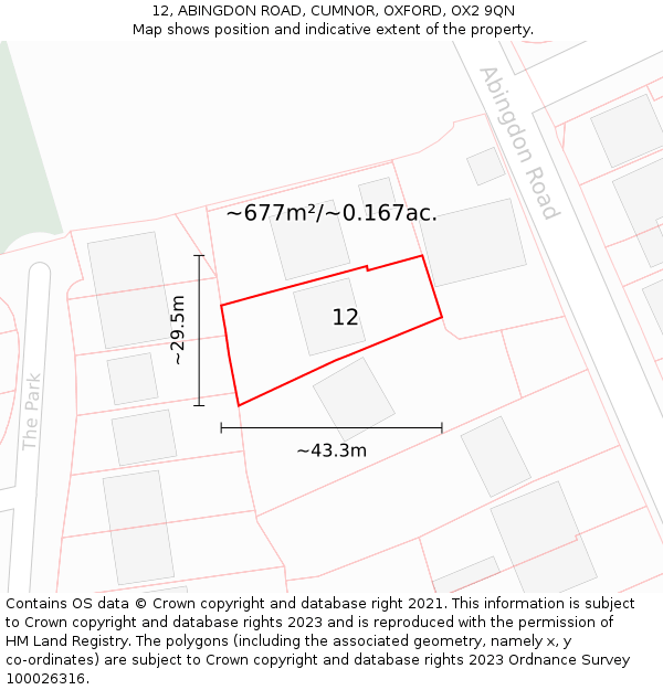 12, ABINGDON ROAD, CUMNOR, OXFORD, OX2 9QN: Plot and title map