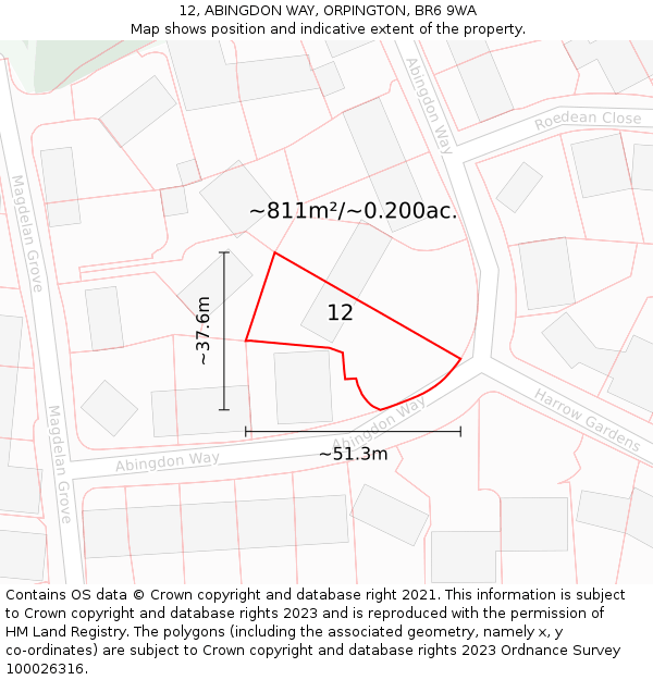 12, ABINGDON WAY, ORPINGTON, BR6 9WA: Plot and title map