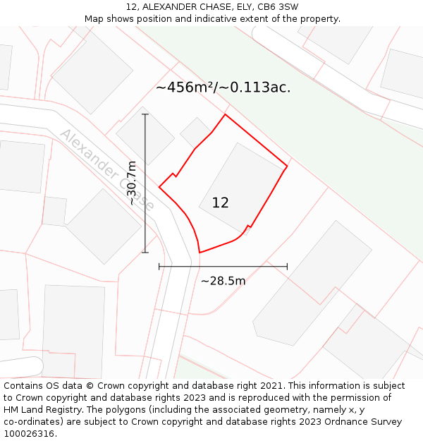12, ALEXANDER CHASE, ELY, CB6 3SW: Plot and title map