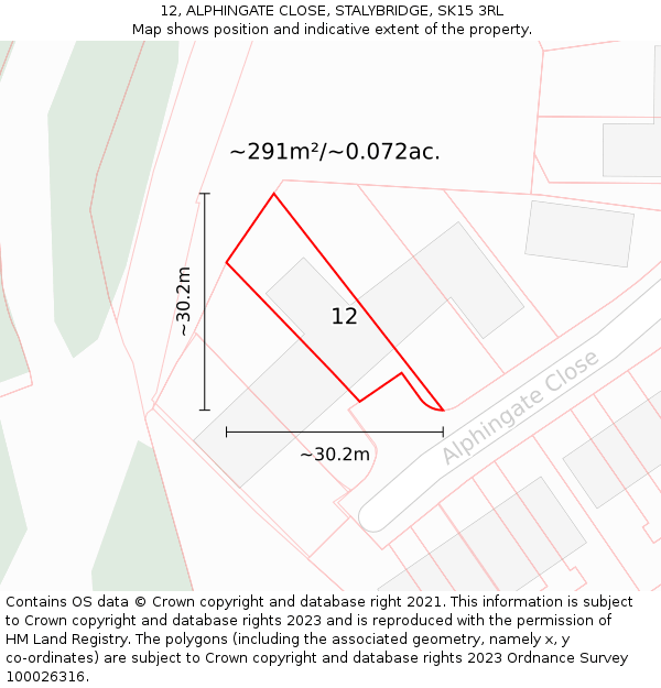 12, ALPHINGATE CLOSE, STALYBRIDGE, SK15 3RL: Plot and title map