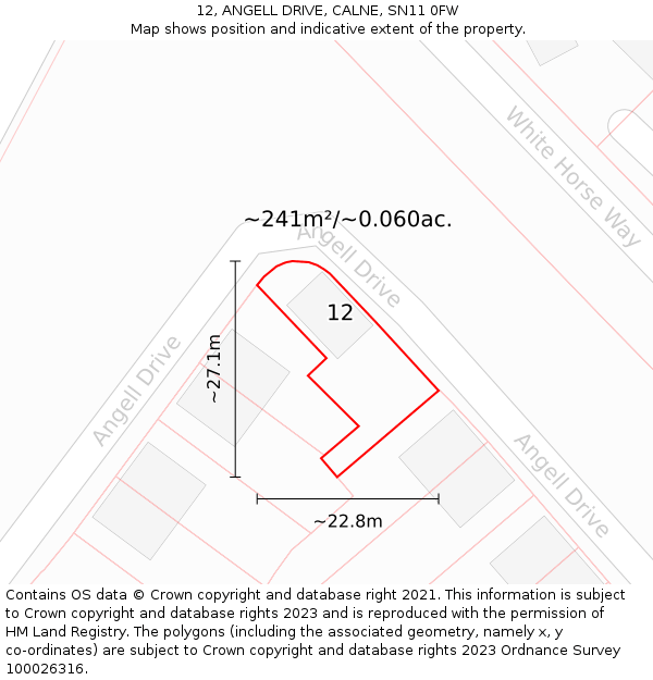 12, ANGELL DRIVE, CALNE, SN11 0FW: Plot and title map