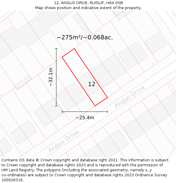 12, ANGUS DRIVE, RUISLIP, HA4 0SB: Plot and title map
