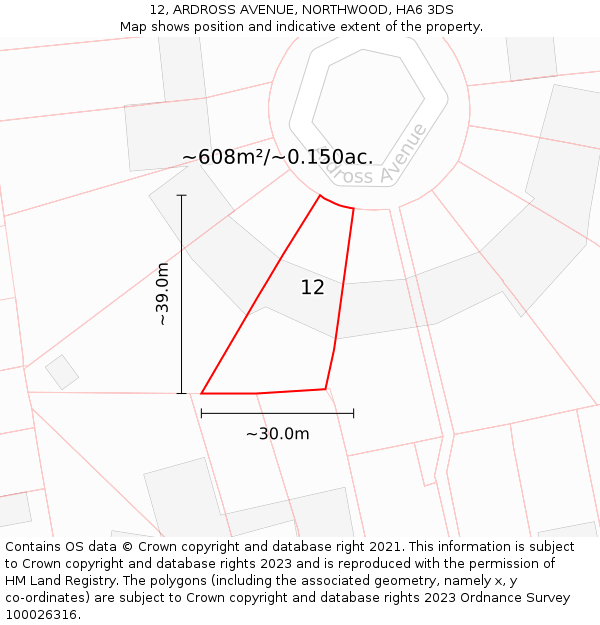 12, ARDROSS AVENUE, NORTHWOOD, HA6 3DS: Plot and title map