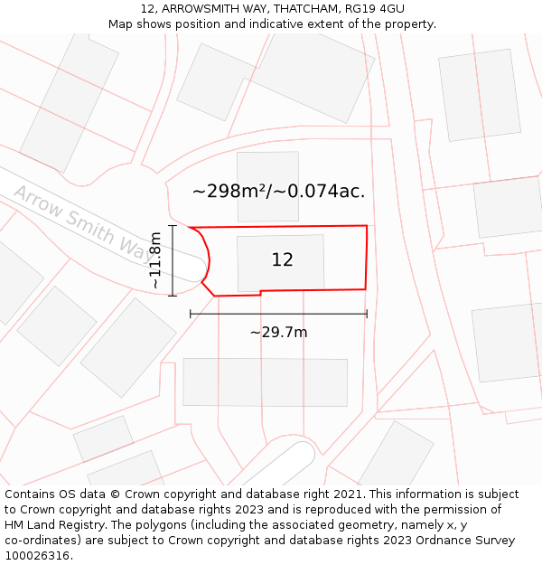 12, ARROWSMITH WAY, THATCHAM, RG19 4GU: Plot and title map