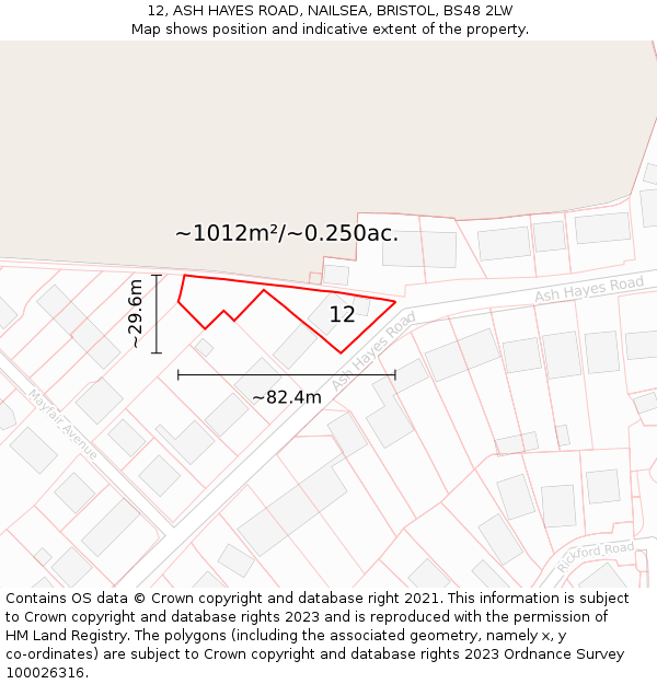 12, ASH HAYES ROAD, NAILSEA, BRISTOL, BS48 2LW: Plot and title map