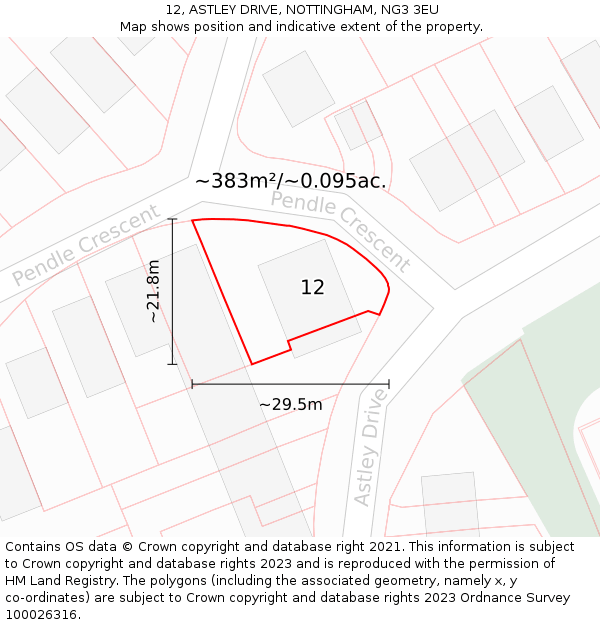12, ASTLEY DRIVE, NOTTINGHAM, NG3 3EU: Plot and title map