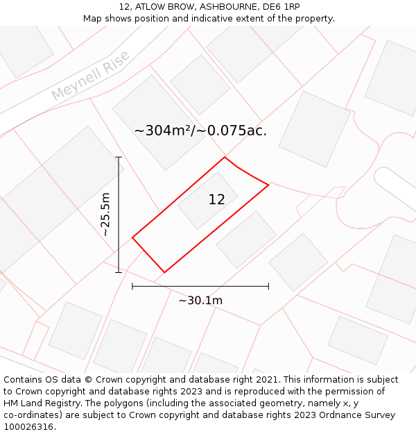 12, ATLOW BROW, ASHBOURNE, DE6 1RP: Plot and title map