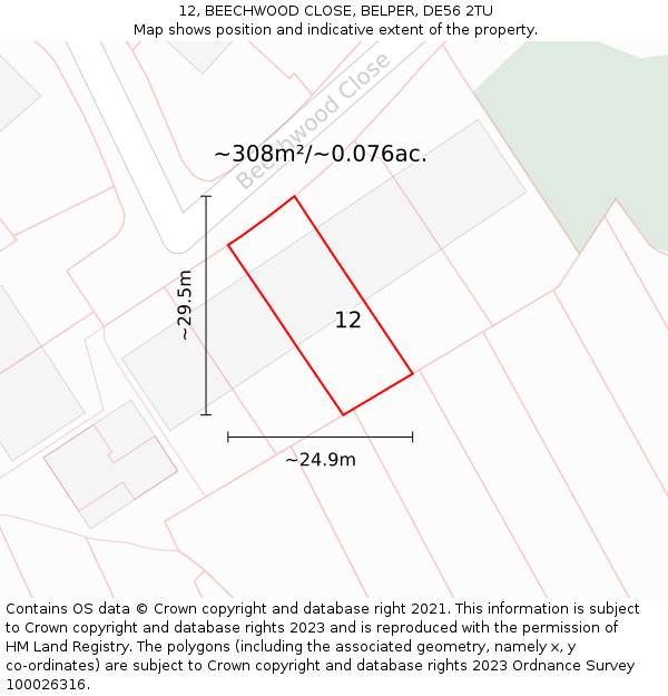 12, BEECHWOOD CLOSE, BELPER, DE56 2TU: Plot and title map