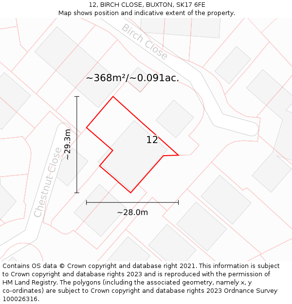 12, BIRCH CLOSE, BUXTON, SK17 6FE: Plot and title map