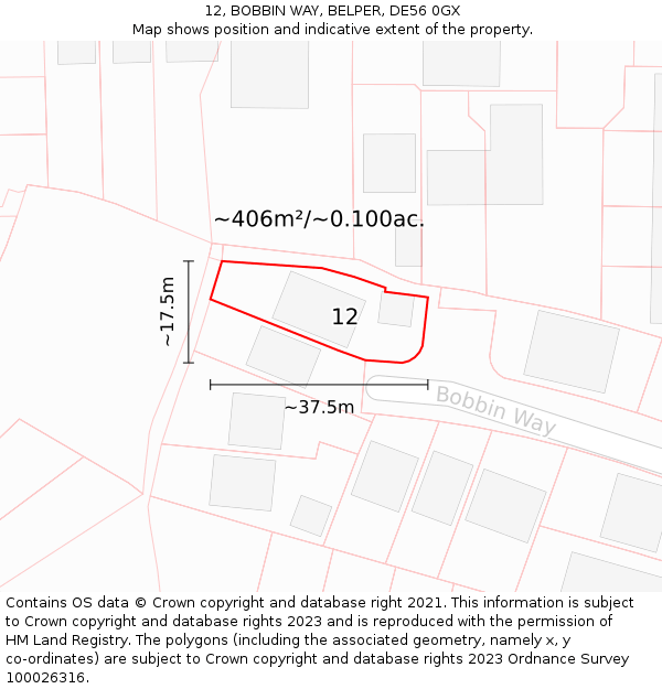 12, BOBBIN WAY, BELPER, DE56 0GX: Plot and title map
