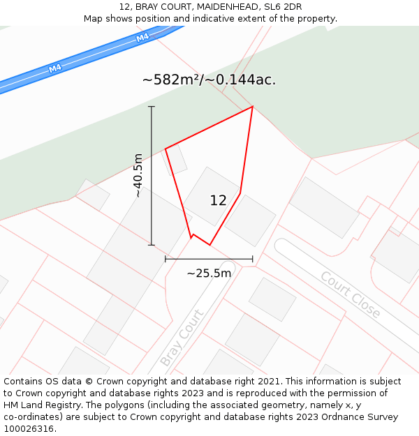 12, BRAY COURT, MAIDENHEAD, SL6 2DR: Plot and title map