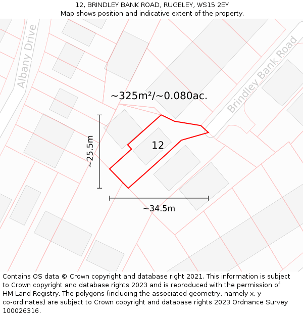 12, BRINDLEY BANK ROAD, RUGELEY, WS15 2EY: Plot and title map