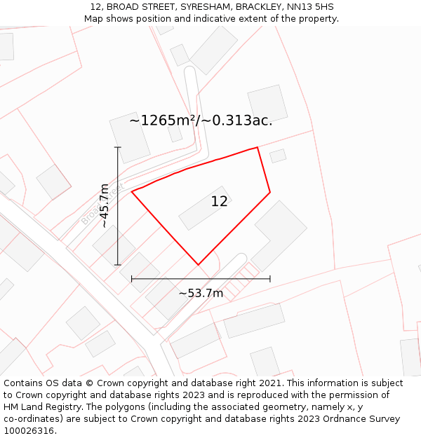 12, BROAD STREET, SYRESHAM, BRACKLEY, NN13 5HS: Plot and title map