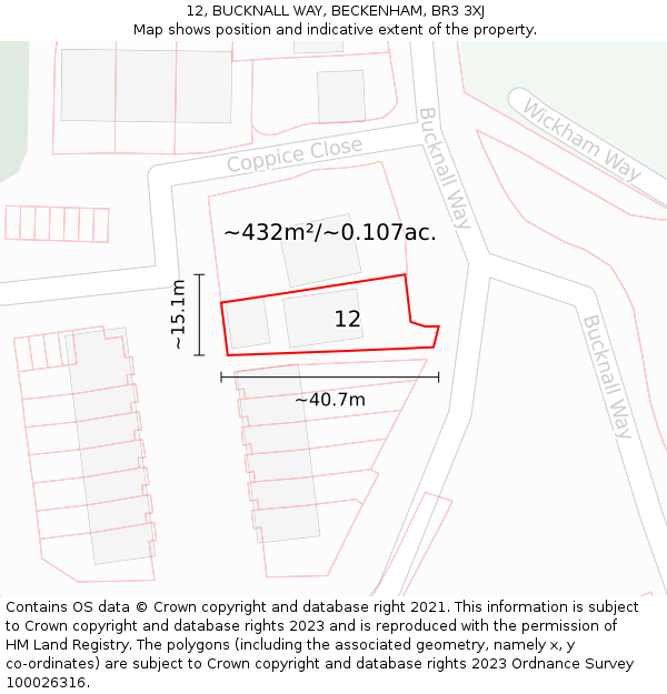 12, BUCKNALL WAY, BECKENHAM, BR3 3XJ: Plot and title map