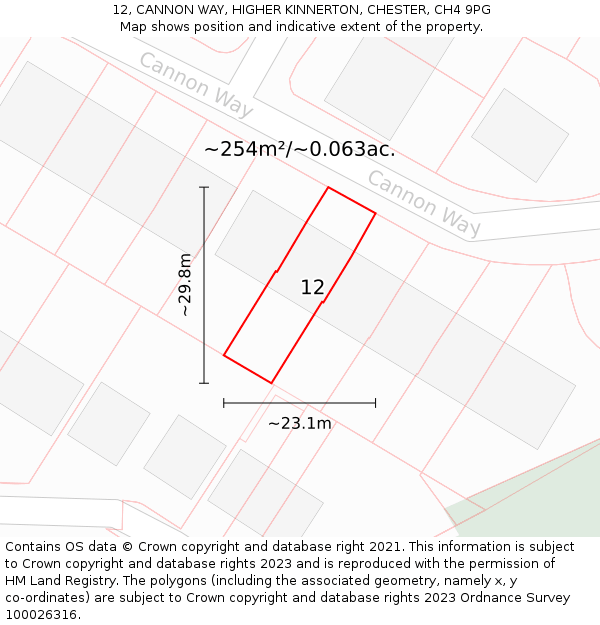 12, CANNON WAY, HIGHER KINNERTON, CHESTER, CH4 9PG: Plot and title map