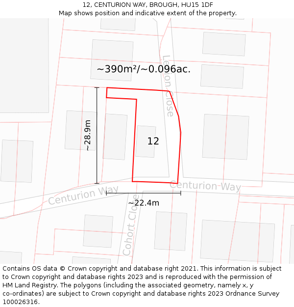 12, CENTURION WAY, BROUGH, HU15 1DF: Plot and title map