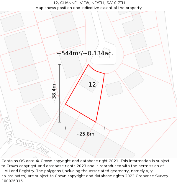 12, CHANNEL VIEW, NEATH, SA10 7TH: Plot and title map