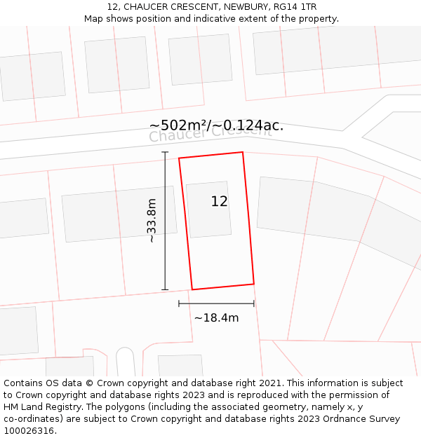 12, CHAUCER CRESCENT, NEWBURY, RG14 1TR: Plot and title map