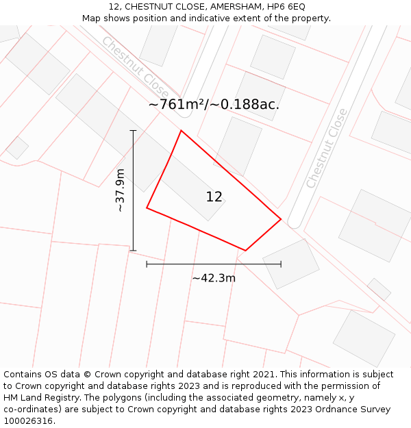 12, CHESTNUT CLOSE, AMERSHAM, HP6 6EQ: Plot and title map