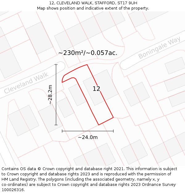 12, CLEVELAND WALK, STAFFORD, ST17 9UH: Plot and title map