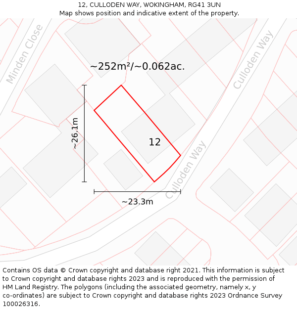 12, CULLODEN WAY, WOKINGHAM, RG41 3UN: Plot and title map