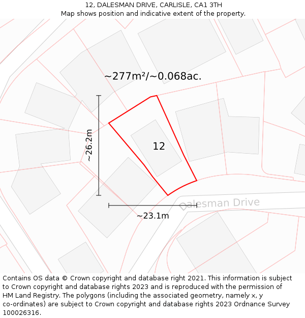 12, DALESMAN DRIVE, CARLISLE, CA1 3TH: Plot and title map