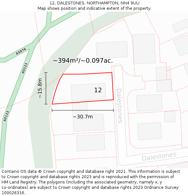 12, DALESTONES, NORTHAMPTON, NN4 9UU: Plot and title map