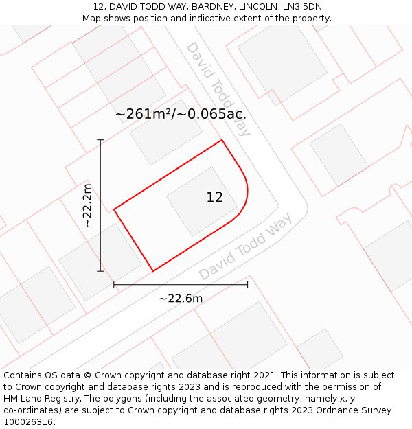 12, DAVID TODD WAY, BARDNEY, LINCOLN, LN3 5DN: Plot and title map