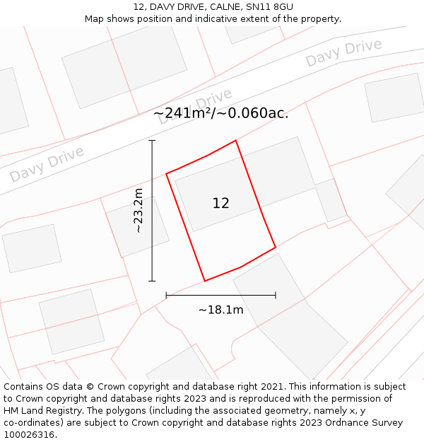 12, DAVY DRIVE, CALNE, SN11 8GU: Plot and title map