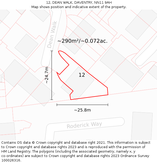 12, DEAN WALK, DAVENTRY, NN11 9AH: Plot and title map